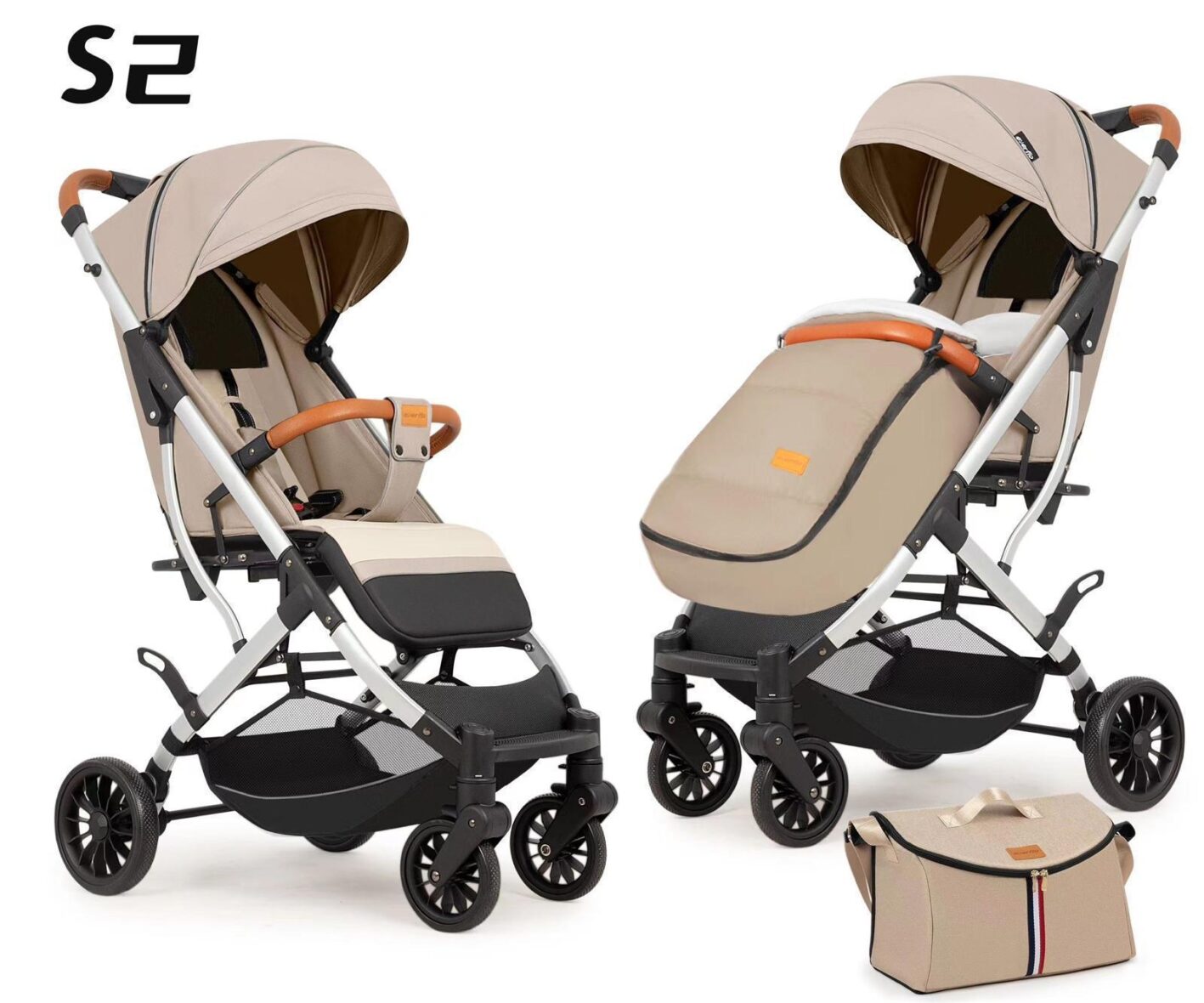 Carucior Sport ,6-36 de Luni, cu Geanta si Husa Plusata Crem