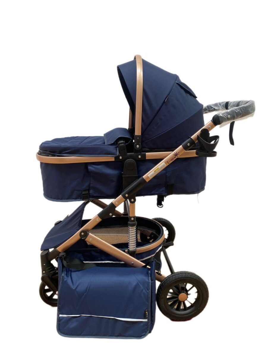 Carucior 2 in 1 Pentru Copii Landou si Sport,Maner Reversibil cu Suspensii, 0-36 luni, Bleumarin