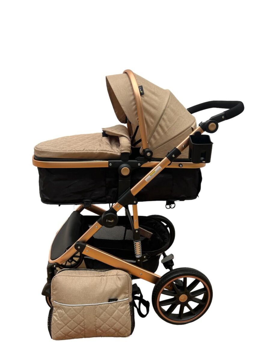 Carucior 2 in 1, L-Sun®, Reversibil, cu Suspensii Maro