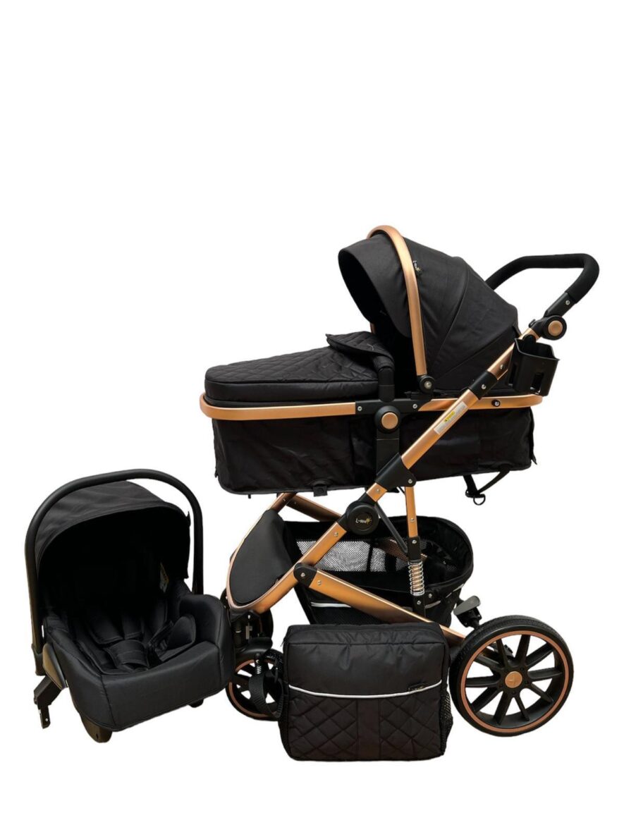 Carucior 3 in 1 Reversibil, Scoica,Landou si Sport,Cadru Reversibil Negru