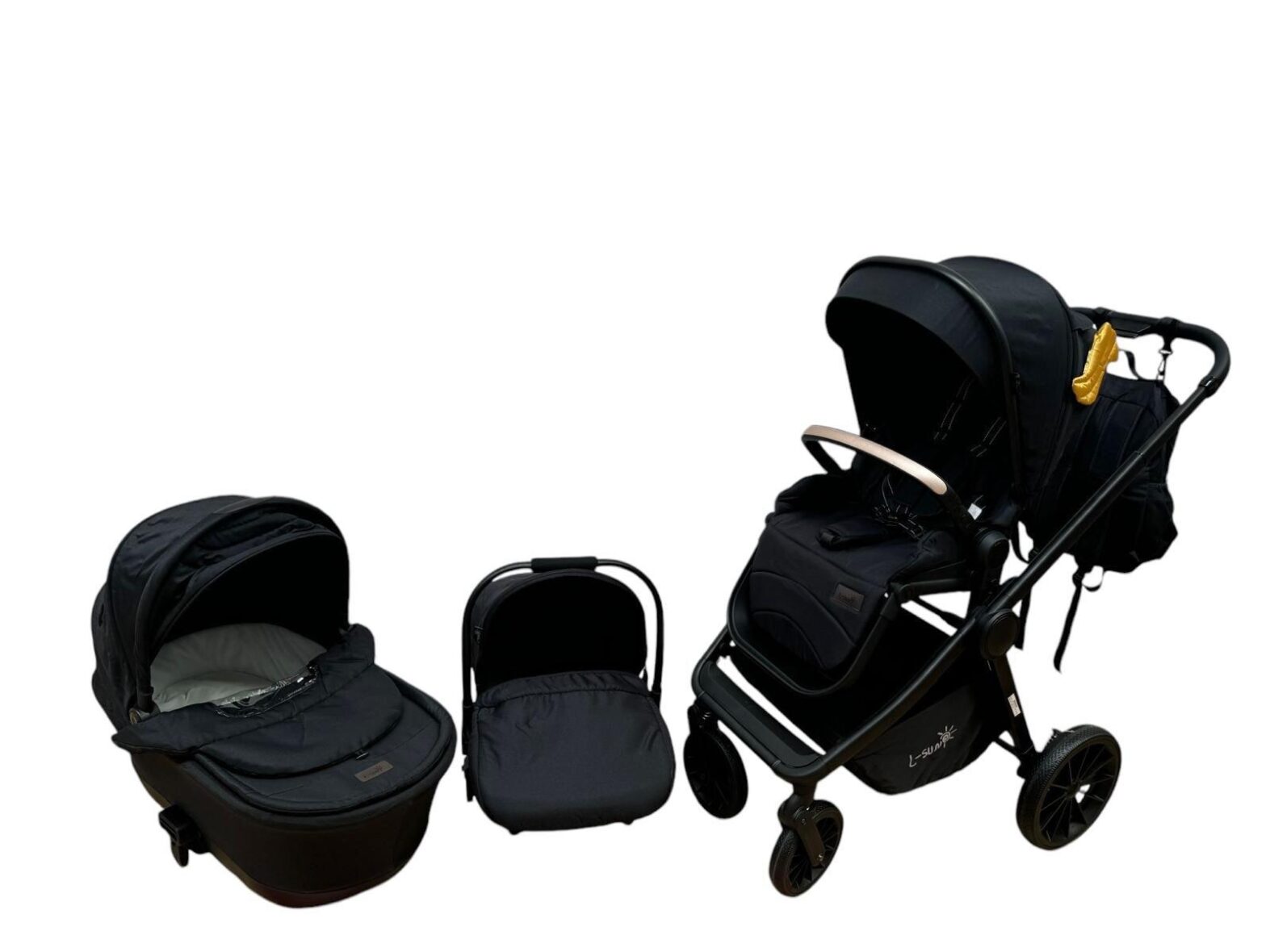 Carucior 3 in 1 L-sun Deluxe  3 Piese Separate Negru