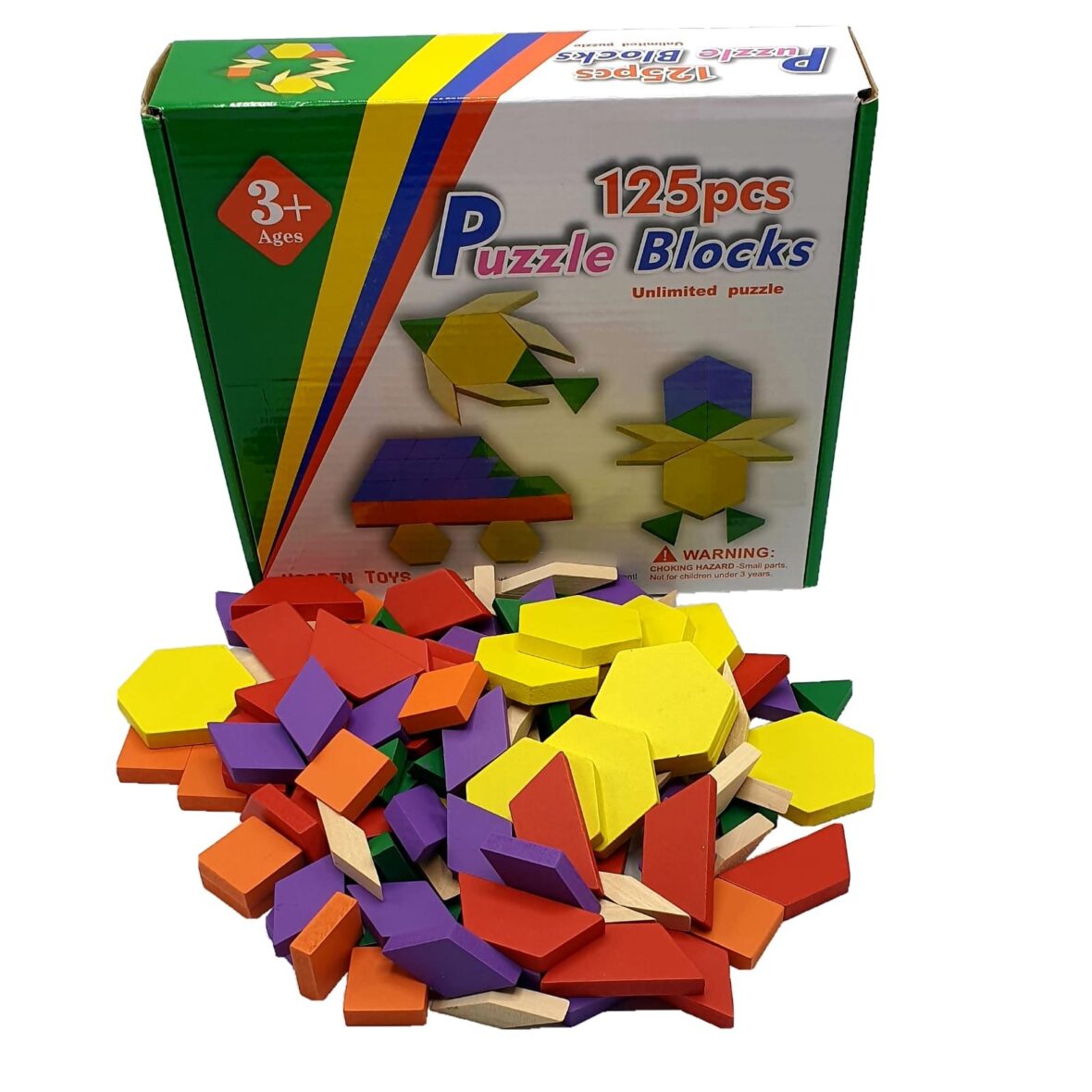 Joc Tangram Lemn 125 Piese