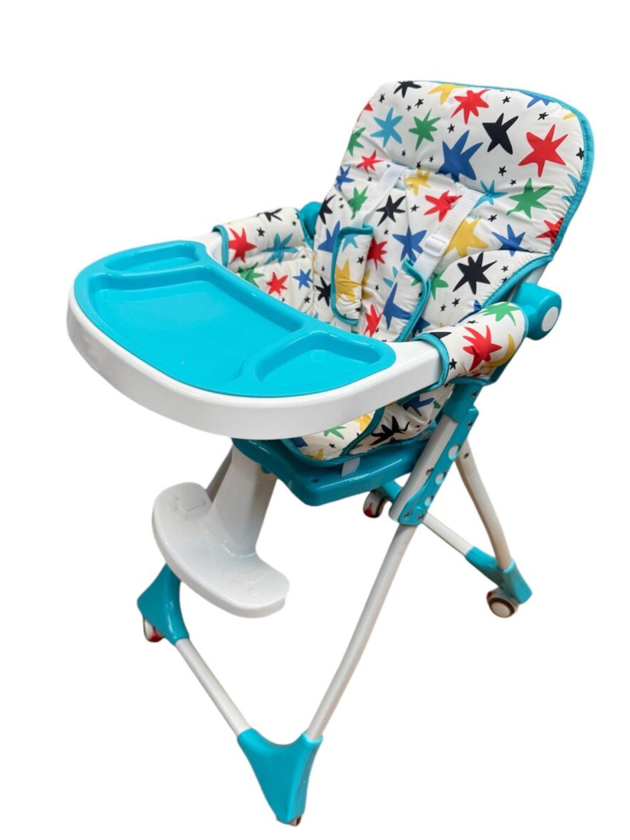Scaun Bebe Pliabil Bleu cu Stelute Pentru Servirea Mesei Pliabil Albastru